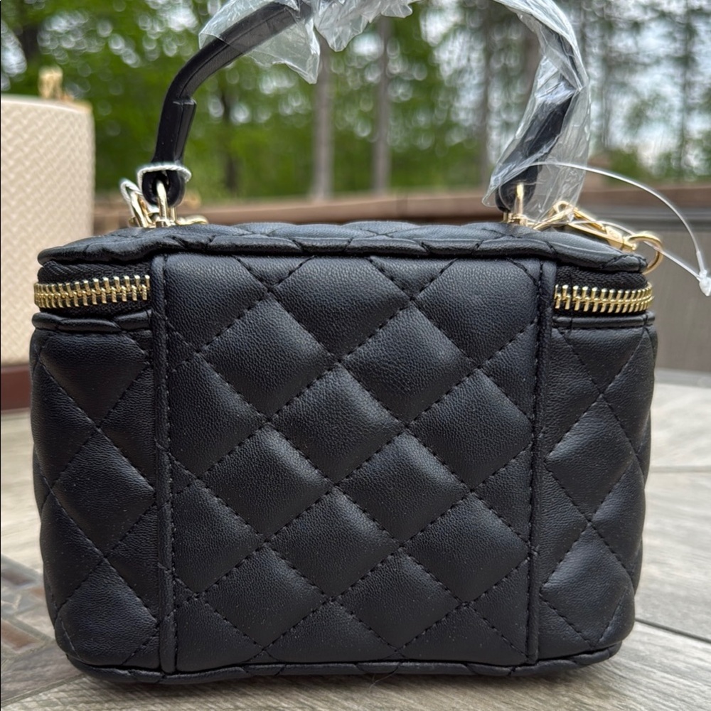 NWT! Valentino Black Quilted Vanity Rhinestone Soft Mini Crossbody Bag - Picture 4 of 7